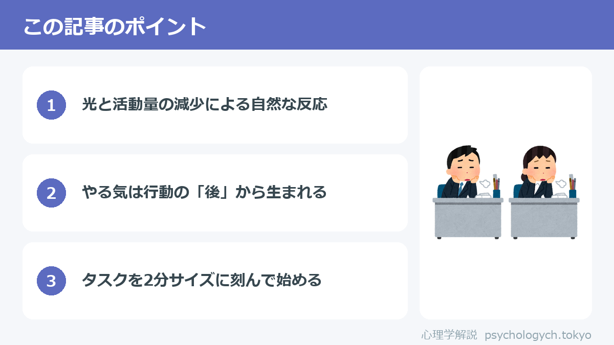 梅雨にやる気が出ない理由のポイント図解