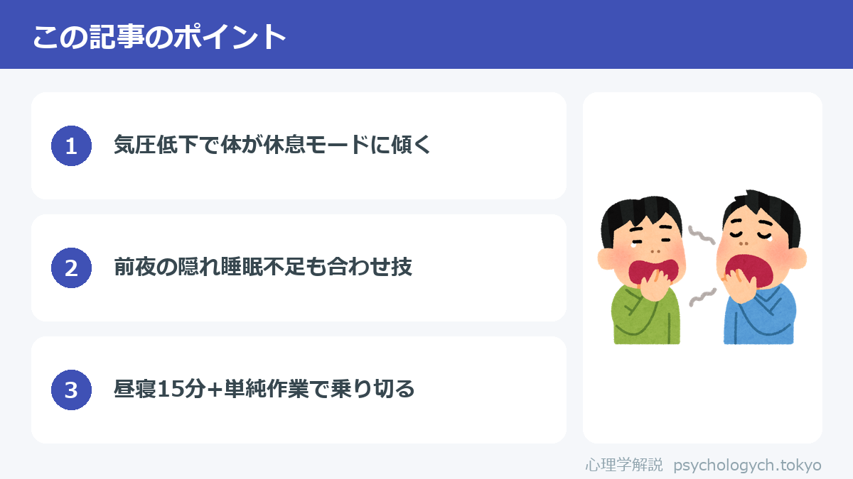 台風の日に異常に眠い理由のポイント図解