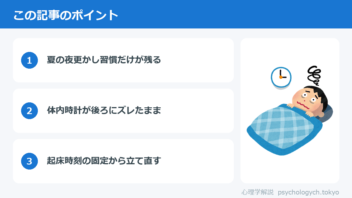 涼しくなったのに寝つけない理由のポイント図解